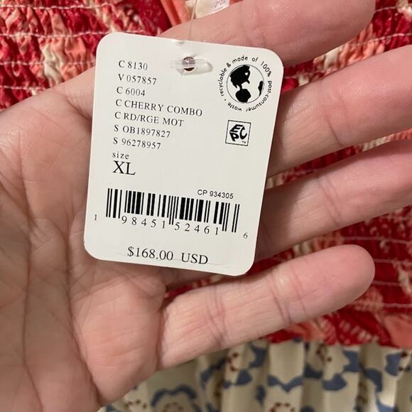 Free People Bluebell Maxi - Cherry Combo - XL Boho Cottageore Prairie Feminine - Picture 4 of 9